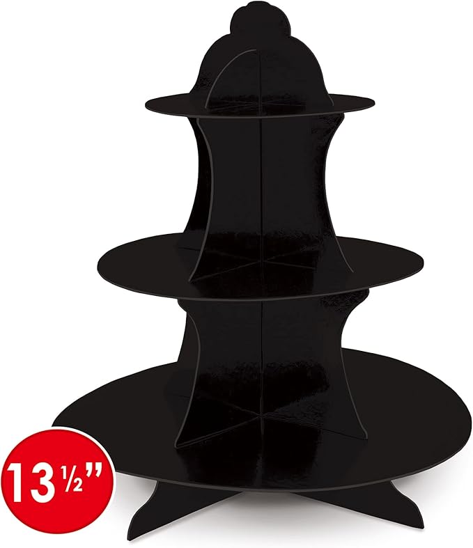 Beistle 2 Piece Durable Boardstock 3-Tier Cupcake Stands for Birthday Parties, Wedding Reception Centerpieces, Halloween Dessert Holders
