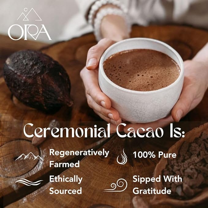 ORA Ceremonial Cacao - Oaxacan Spice - Organic 100% Cacao with Cinammon, Cardamom, Ginger - Ethical - High Flavanol - Unsweetened - Heavy Metals Tested - 16oz