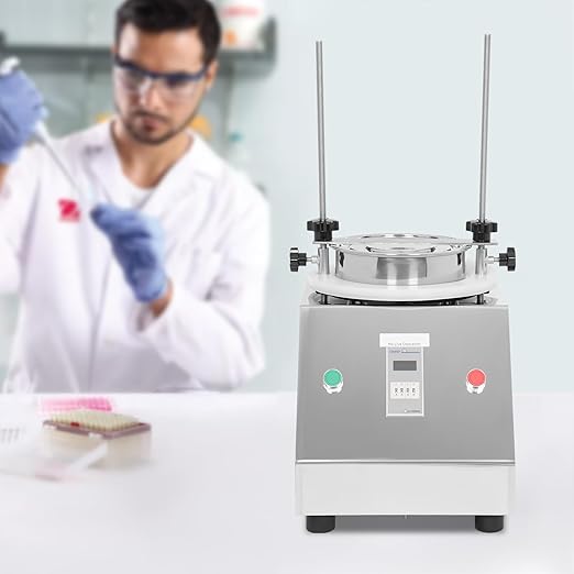 Lab Sifter Shaker, 125W Electric Vibrating Screen Sieve Shaker Machine with 304 Stainless Steel Body, 1-7 Layer Sieves Capacity & Timer Function for Sample Particle Liquid Powder