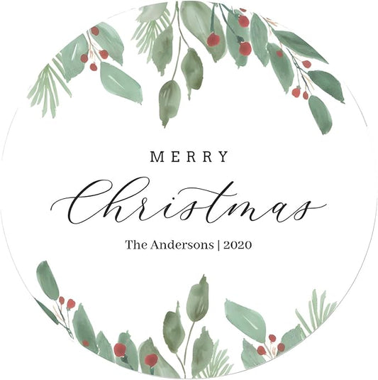 Custom Stickers for Weddings, Birthdays & Businesses - Personalized Labels with Your Logo - Waterproof, Fade and Heat Resistant - Pack of 100-1000 (Wreath F, 2 Inch)