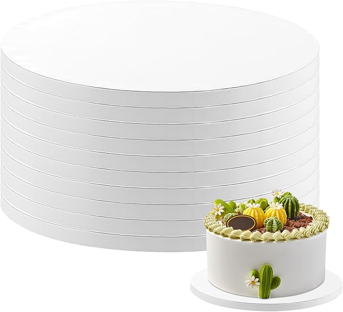10 Pack Cake Boards 10 Inch Round Cake Drum White 1/2” Thick Cake Drums Corrugated Cardboard Cake Base for Multi-Layer Cakes Sturdy Cake Decorating Supplies
