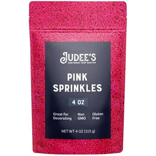 Judee's Gluten Free Pink Sprinkles - Vibrant Baking Toppings & Bright Sprinkles for Cakes - Gluten Free Cake Decorating & Edible Dessert Decorations - Dessert & Ice Cream Toppings - 4 Oz