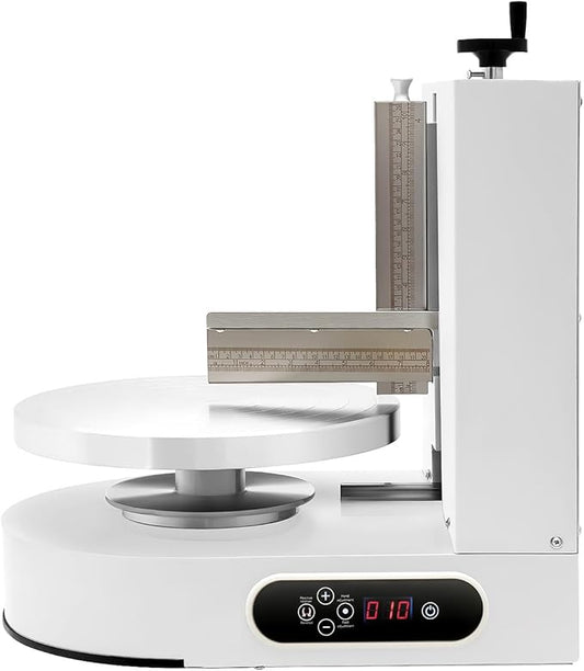Cake Decorating Machine, 200W Birthday Cake Cream Smooth Coating Decoration Machine, 4-12 inch Pastries Frosting Equipment, Electric Cream Butter Smoothing Scraper for Dessert Shops (White)