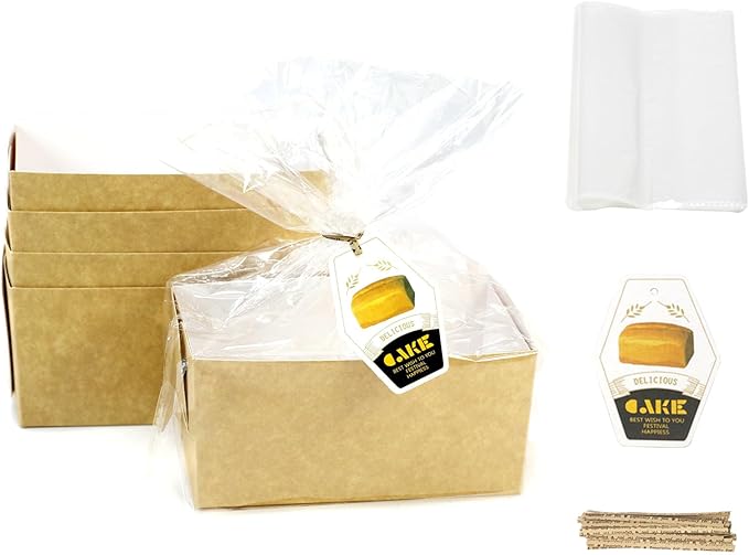 Disposable loaf pans,paper loaf pan for baking bread,25 Pcs Natural Recyclable Bakery Pastry Mold with Clear Package Bag，Providing Beautiful Display for Baked Goods(7.1x3.6x3.2Inch)