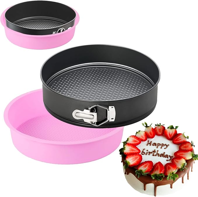 Springform Pan Set - Nonstick Cheesecake Pan with Removable Bottom, Leakproof Protector, 10 Parchment Paper Liners (9INCH ROUND)