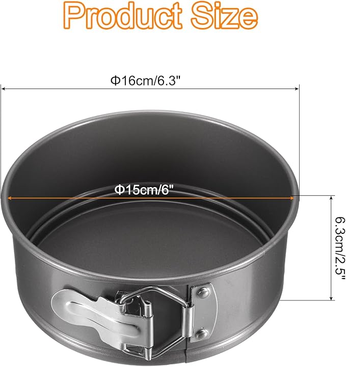 uxcell 6 Inch Springform Pan Nonstick Cake Pan with Removable Bottom Round Leakproof Cake Baking Pans Molds for Baking, Cheese Cakes, Pizza, Biscuits, Black（1pcs