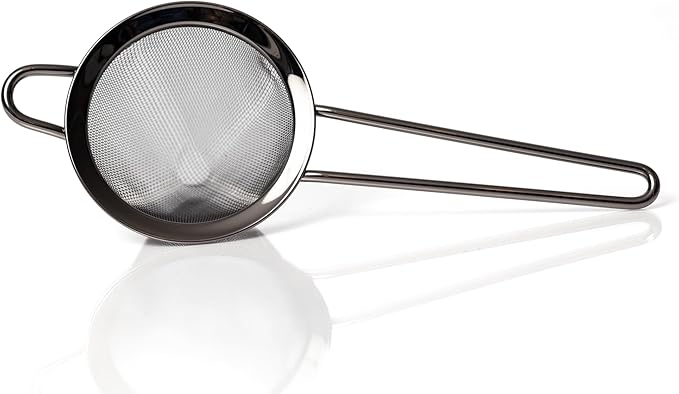 Bull in China Fine Mesh Strainer with Handle - Gunmetal Black Finish | Bar Hand Strainer | Wire Mesh Cocktail Strainer | Strainer for Bartending