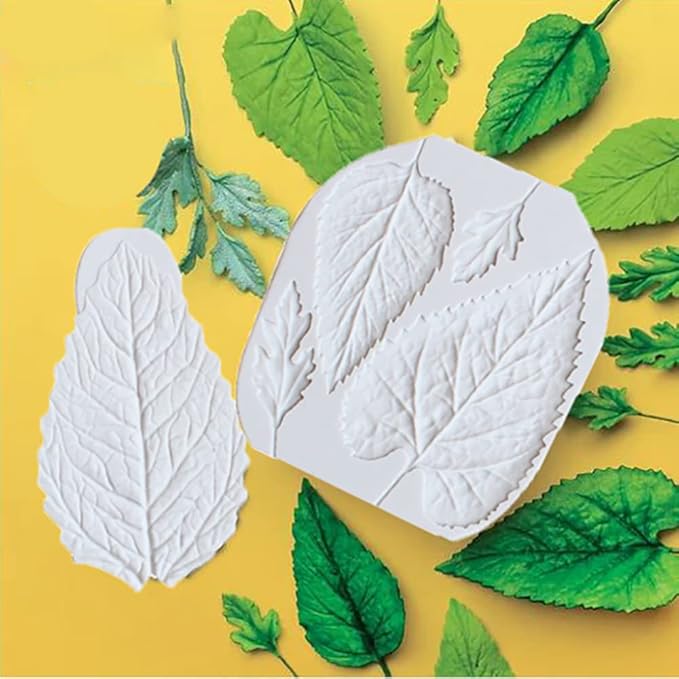 Leaf Silicone Mold Rose Flower Fondant Molds DIY Cake Decorating Tools Sugarcraft Candy Resin Clay Chocolate Gumpaste Moulds (2pcs(13 * 13.5cm,8.6 * 13.3cm))