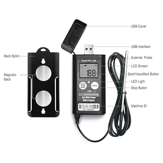 Tzone Bluetooth Temperature Data Logger USB Low Temp Recorder with Probe,Digital Freezer Thermometer Logger with Auto Report,Temperature Sensor for Refrigerator Lab Cold Chain Transportation Monitor