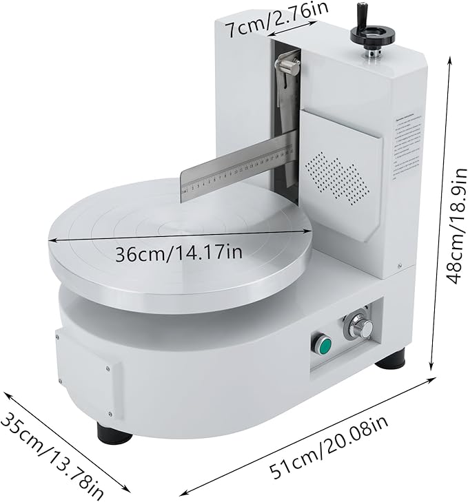 Cake Decorating Coating Machine, 80W Auto Cream Spreading Machine, Cake Cream Smooth Coating Decoration Machines with Adjustable Speed for 4-12 Inch Cakes Dessert Shops (White)