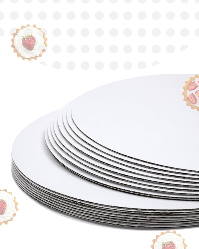 qiqee 13 Inch White Cake Boards Round 40-Packs Circles Rounds Base Food-Grade Cardboard Cake Plate（Thinner But Stronger）