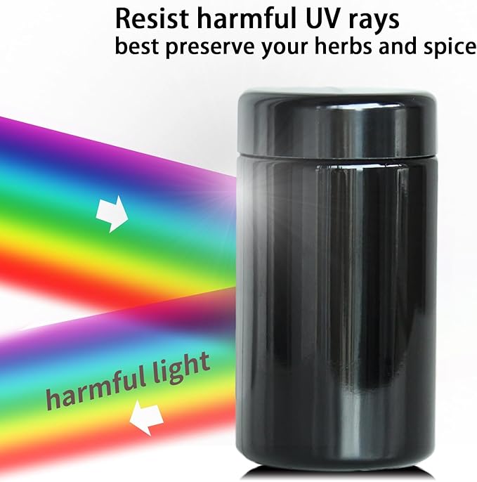 Black Glass Airtight Storage Container Jar 150ml with UV Protection for Spice Coffee