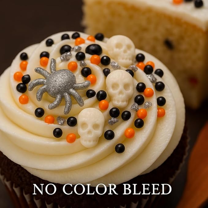 Confect Halloween Edible Sprinkles Bottle | Spooky Cake Decorations for Halloween Cupcakes, Cookies, Treats | Festive Sprinkle Mix for Baking – Witch, Ghost, Pumpkin Shapes – 4.2 Oz (HLWNBOX-BT-12)