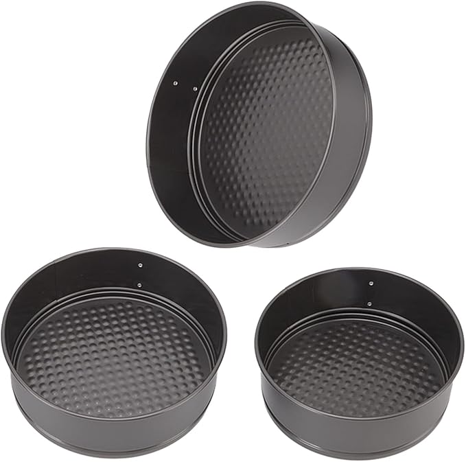 JTLB 3Pcs Cake Pan Set Prevent Sticking Round Springform Pan with Removable Bottom Baking Tool for Cheesecake Pizza Bread (18/20/22)