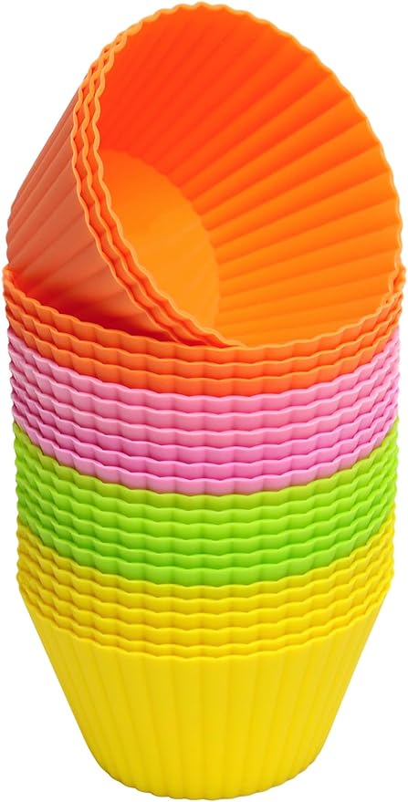 Extra Large Silicone Muffin Cups 24 Pack, 3.54 Inch Silicone Cupcake Liners, Reusable Jumbo Baking Cups Easy to Clean, Great for Cupcake, Muffin, Mousse
