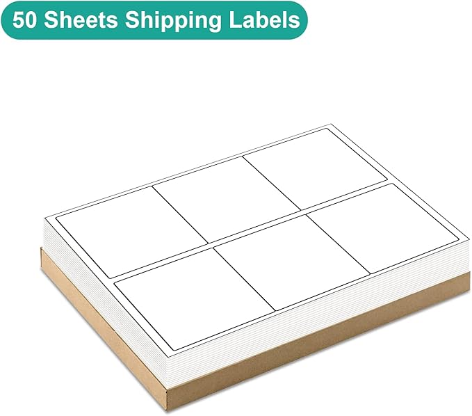 MFLABEL 3-1/3" x 4" FBA Shipping Labels - 6-UP on 8.5x11 Sheet, 50 Sheets (300 Labels) | Easy Peel & Pop-Out Design for Laser & Inkjet Printers | Address Labels for Amazon FBA, UPS, FedEx