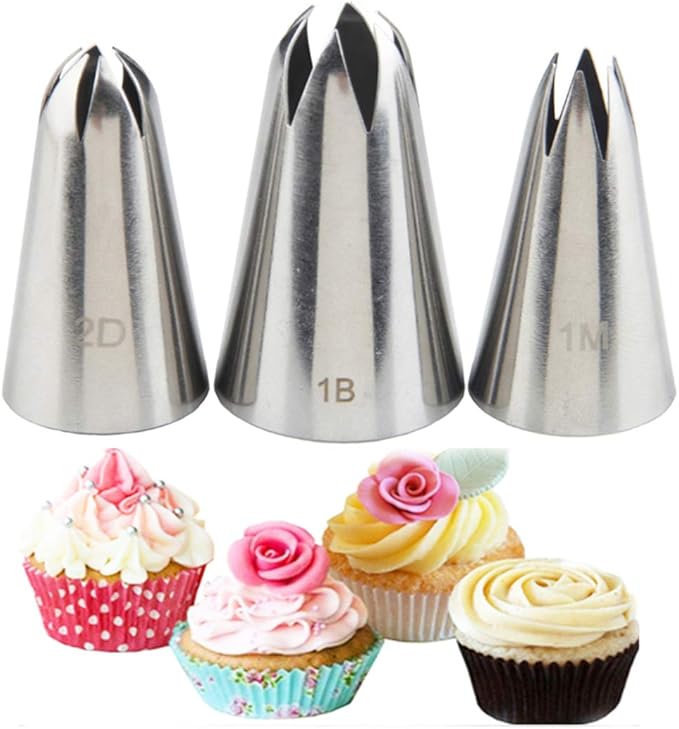 FantasyDay 4 piece Stainless Steel Piping Tips Piping Nozzles Cake Decorating Supplies Cookies Cupcake Icing Decorating Supplies Decorating Kits Frosting Icing Tips Baking Set Tools