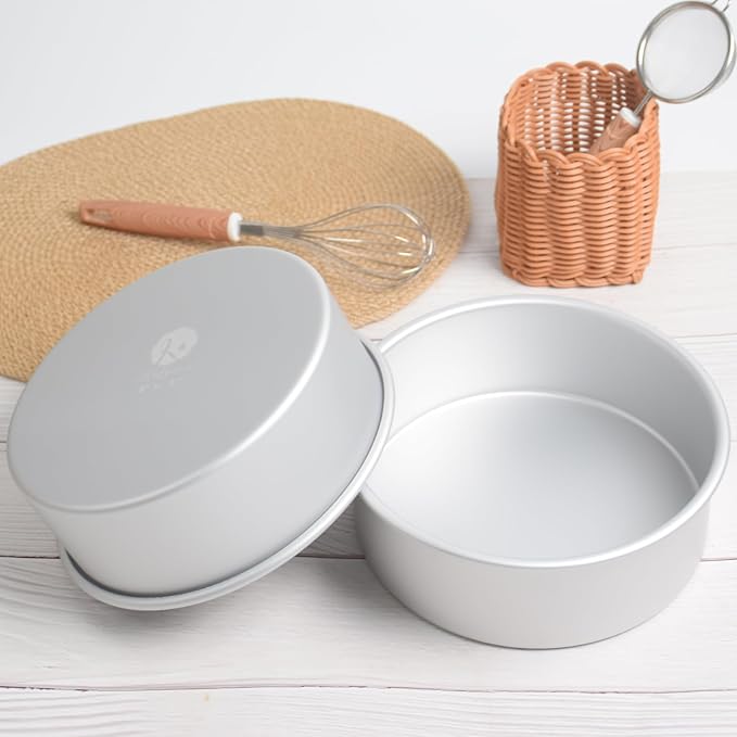8×3 round Cake Pans Set of 2, Aluminum cake tin baing pan for birthday cake party (8×3 round Cake Pan, Set of 2)