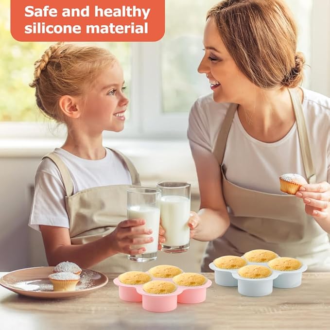 Silicone Air Fryer Egg Mold and Cupcake Pan, Muffin Tin with Oil Brush, Non-Stick Molds for Air Fryer Toaster Oven, 2Pcs Egg Molds