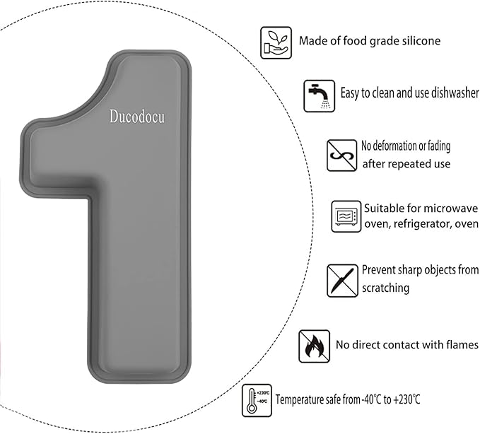 Ducodocu Silicone Number Cake Pan Large 3D Number Cake Mold Baking Forms Novel Cake Tins DIY Baking Mold for 17/71th Birthday Wedding Anniversary 10 inch Number of 1&7