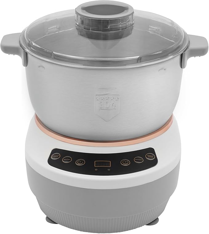 5L Electric Dough Maker with Ferment Function, 304 Stainless Steel Dough Mixer Machine with Digital Timer, Large Capacity Household Flour Kneading Machine for Pizza Bread Baking (Silver)
