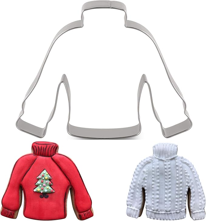 LILIAO Christmas Winter Ugly Sweater Cookie Cutter - 4.2 x 3.2 inches - Stainless Steel