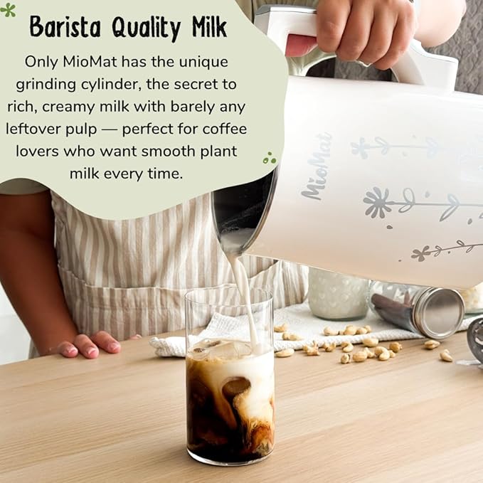 MioMat 8in1 Plant Based Milk Maker | Make 40oz of Natural Almond Milk, Soy Milk, Oat Milk, Coconut Milk, and more ... + soups, porridges, smoothies, purées... | Automatically, at the touch of a button