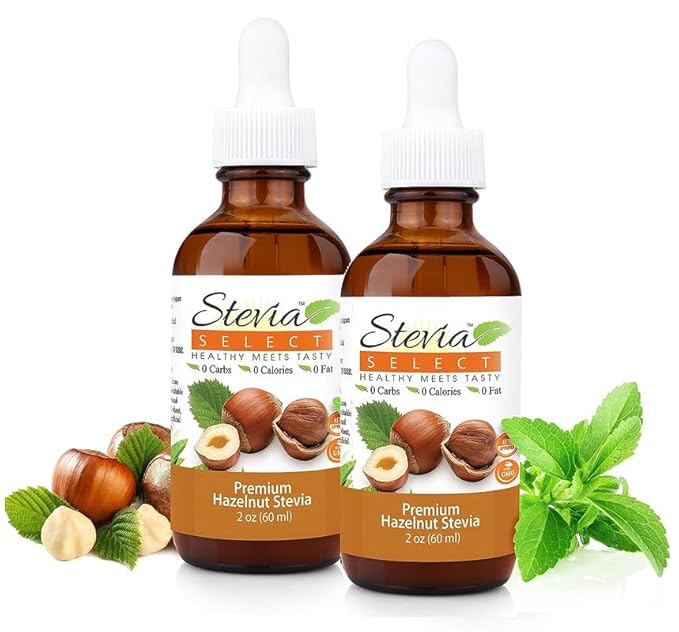 Stevia Select Hazelnut Stevia Extract Liquid - Zero Calorie Sweetener - All Natural Liquid Sugar Substitute - Pure Stevia Plant - Based Sugar Keto Sweetener 2 Oz (2 Pack)