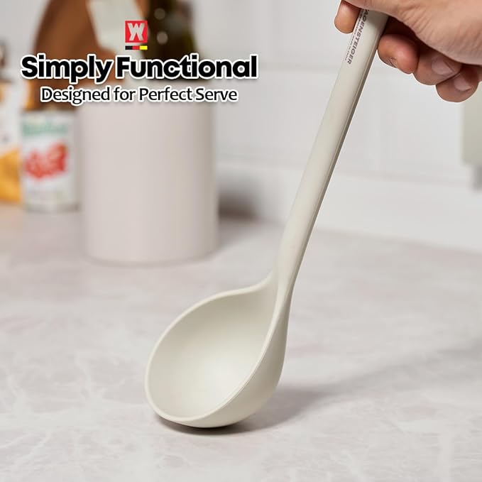 Light Gray Silicone Cooking & Serving Spoon: Cooking Utensil with Heat Resistant, Non-stick Cookware Safe, Gentle Head Design, BPA Free (12.60inch x 3.15inch)