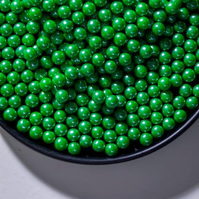 Christmas Green Sprinkles for Cake Decorating 130g 4.6OZ, Edible Pearls,Cake Sprinkles,Cookie Sprinkles,Sugar Pearl, Edible Candy Pearls for Cake Cupcake Decorationg (7mm-Dark Green)