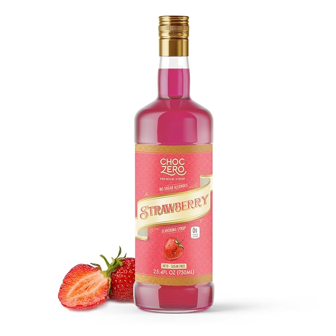 ChocZero Sugar Free Strawberry Flavoring Syrup – Keto Friendly, Zero Sugar & Low Calorie, No Sugar Alcohols – 25.4 Fl Oz