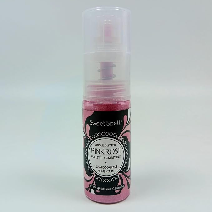 Sweet Spell Edible Cake Glitter Spray – Shimmering Magic for Cakes Decorating & Cocktails – 100% Edible, Food-Grade, Vegan, Gluten-Free (Pink)