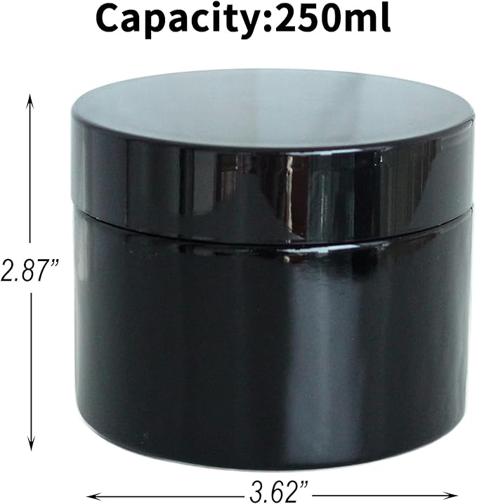 Black Glass Storage Jar 250ml Wide Mouth Airtight UV Protection Container for Spice Coffee