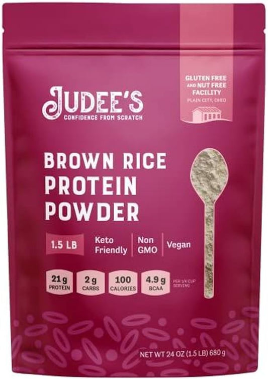 Judee's Gluten Free Brown Rice Protein Powder - Plant-Based Vegan Protein - Gluten-Free Meal Replacement - 1.5 lb, Unflavored