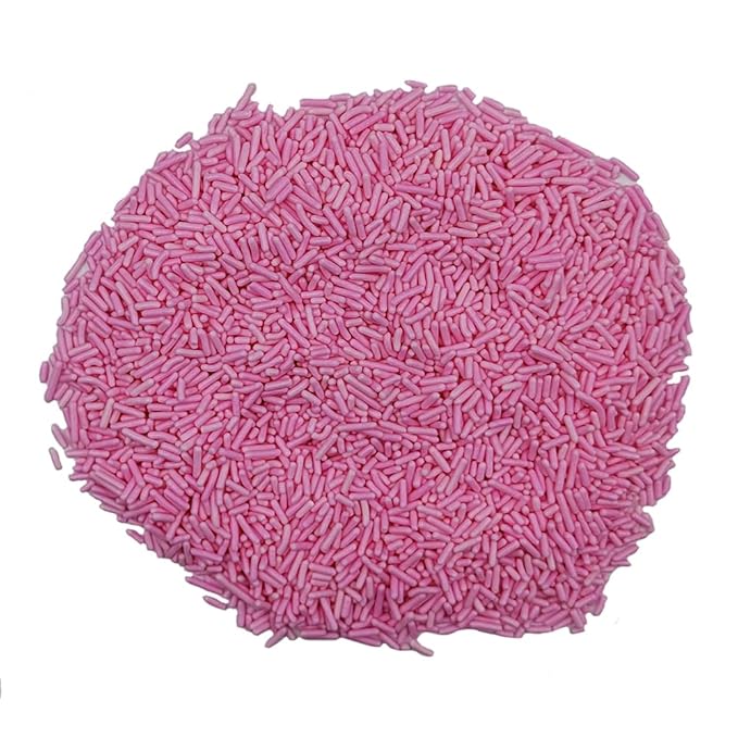 Homankit Pink Jimmies Sprinkles Edible Sprinkle Candy Soft Jimmies Toppings for Ice Cream, Cupcake, Cake, Cookie, Dessert Decorating 2.75 Ounces