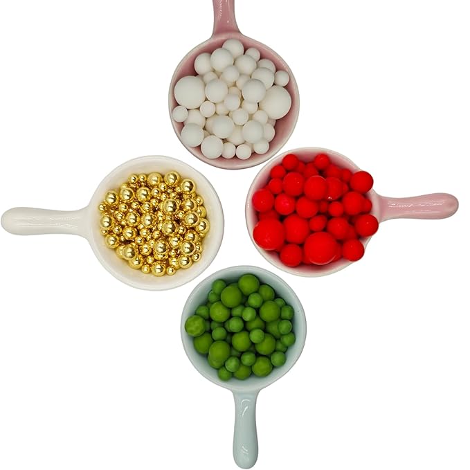 Mixed Edible Pearl Sugar Sprinkles, 4.6 oz Candy Pearls Ideal for Baking, Cake and Cupcake Toppers, Cookie Decoration, Ice Cream Topping (Red&Green&White&Gold)