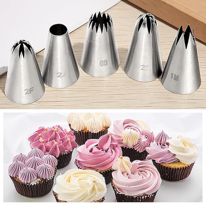 Cake Decorating Icing Tips Set, Crumb Coat Piping Tips, Professional Decorating Tools (#R22L)