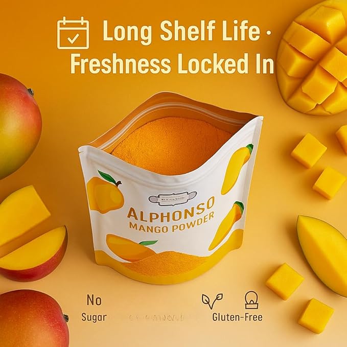 Confect Mango Alphanso Powder | Pure & Natural Fruit Powder for Smoothies, Baking, Beverages, Juices, Tea & DIY Recipes | Vegan, Gluten-Free, No Added Sugar – 7 OZ