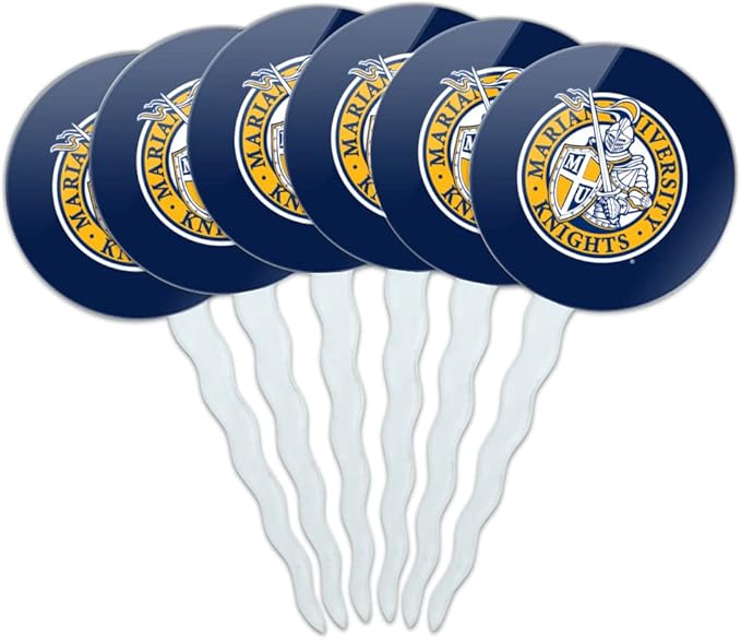 Marian University Primary Logo Cupcake Picks Toppers Decoration Set of 6