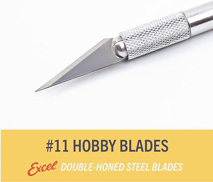 Excel Blades #11 Precision Craft Knife Replacement Blades – Sharp Double-Honed Steel Blades for Trimming, and Detailing Wood, Plastic, Leather, and Foam – 15-Pack with Safety Dispenser – Made in USA