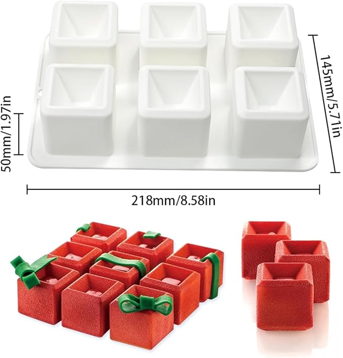 mostsom Silicone Mold Mousse Molds 3D Concave Square Shape Silicone Mould 3D Brownie Pudding Mousse Chocolate Dessert DIY Baking Cake Decoration Tool (F_ Concave Square)