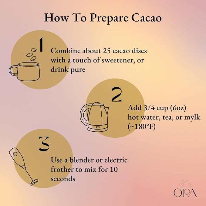 ORA Ceremonial Cacao - Vibrant Vitality - Organic 100% Cacao with Maca, Ashwagandha, Turmeric - Ethical - High Flavanol - Unsweetened - Heavy Metals Tested - 16oz