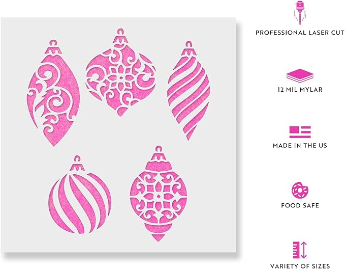 Christmas Ornaments Stencil - Cards, Gifts, Stencils, Decorations, Sticker