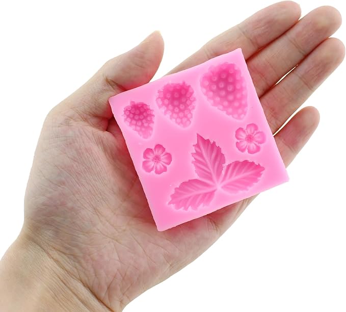 5PCS Pink Baking Silicone Moldlings 105.7/55/53/51mm Modeling Decoration Tool for Making Flower and Strawberry Shape Food