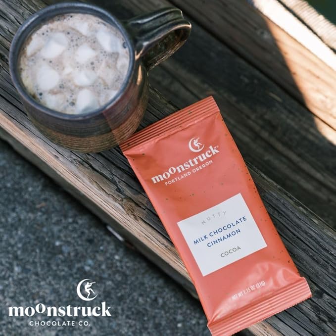 Moonstruck Single Serve Cinnamon and Almond Milk Hot Chocolate Packets, 8 Count (Pack of 1)