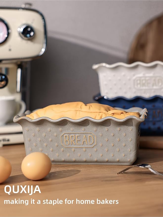 Ceramic Loaf Pan for Baking Bread, 9 x 5 Inch, Nonstick Bread Pans for Cooking, Microwave & Dishwasher Safe, Rectangular Mold (Vintage Grey)