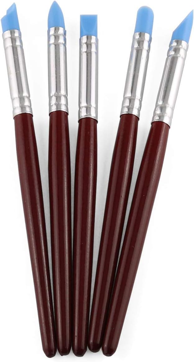 E-outstanding Clay Shaping Tool 5PCS 5 Size Rubber Tip Silicon Brushes Pottery Clay Pen Shaping Carving Tools Clay Sculpting Shaper