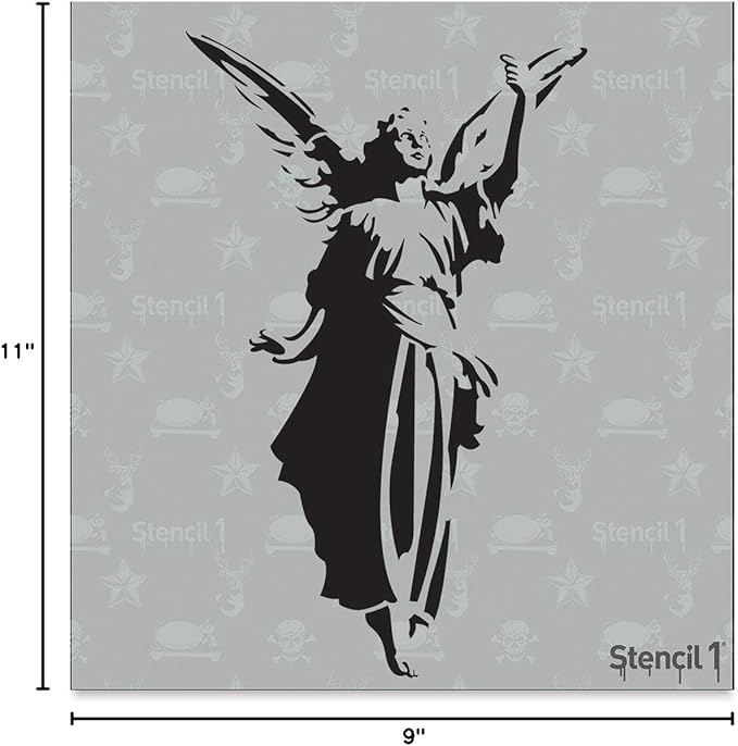 Stencil1 Angel Stencil – Reusable Winter Christian Christmas Heavenly Template for DIY Crafts, Holiday Decor, Painting on Wood, Fabric, Cards - 5.75" x 6"