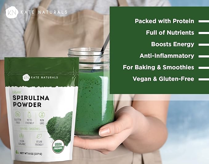 Kate Naturals Brewer's Yeast 12oz & Spirulina Powder 8oz Bundle