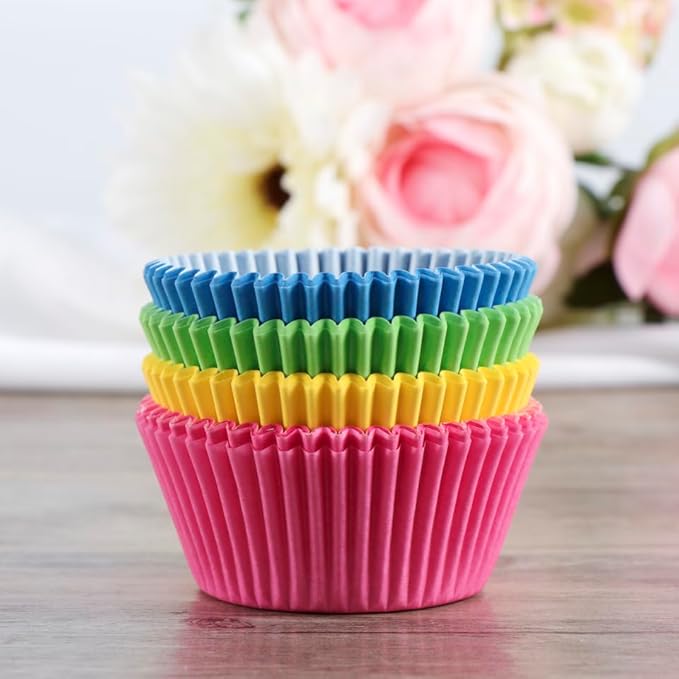 PRETYZOOM 100pcs Cupcake Liners Cupcake Wrapper Jumbo Muffin Cases Baking Cups Wraps Christmas New Year Birthday Party Supply 2.7 Inch